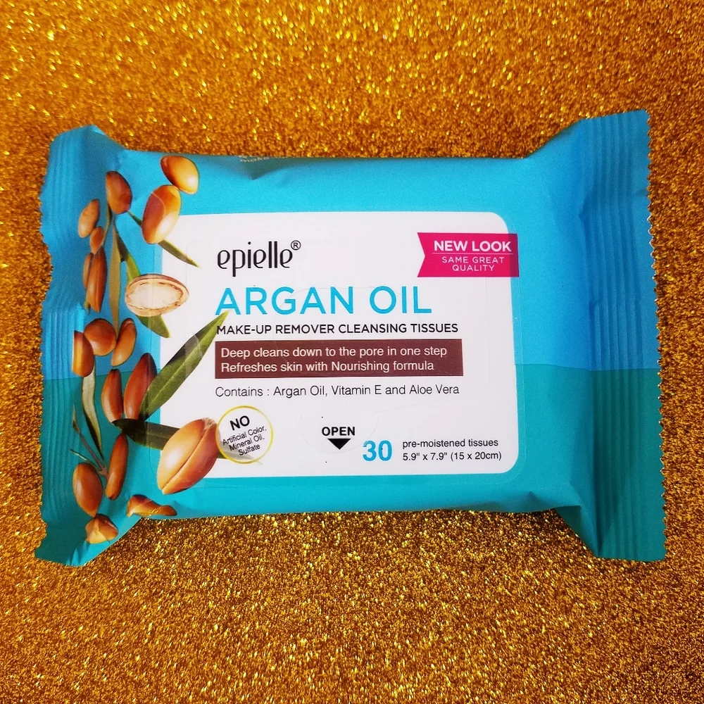 2 Pack Argan Oil Makeup Remover Cleansing Wipes Vitamin E Aloe Vera 60 Wipes